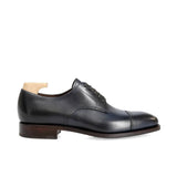 Men’s navy formal Derby shoes in smooth vegano material Side view