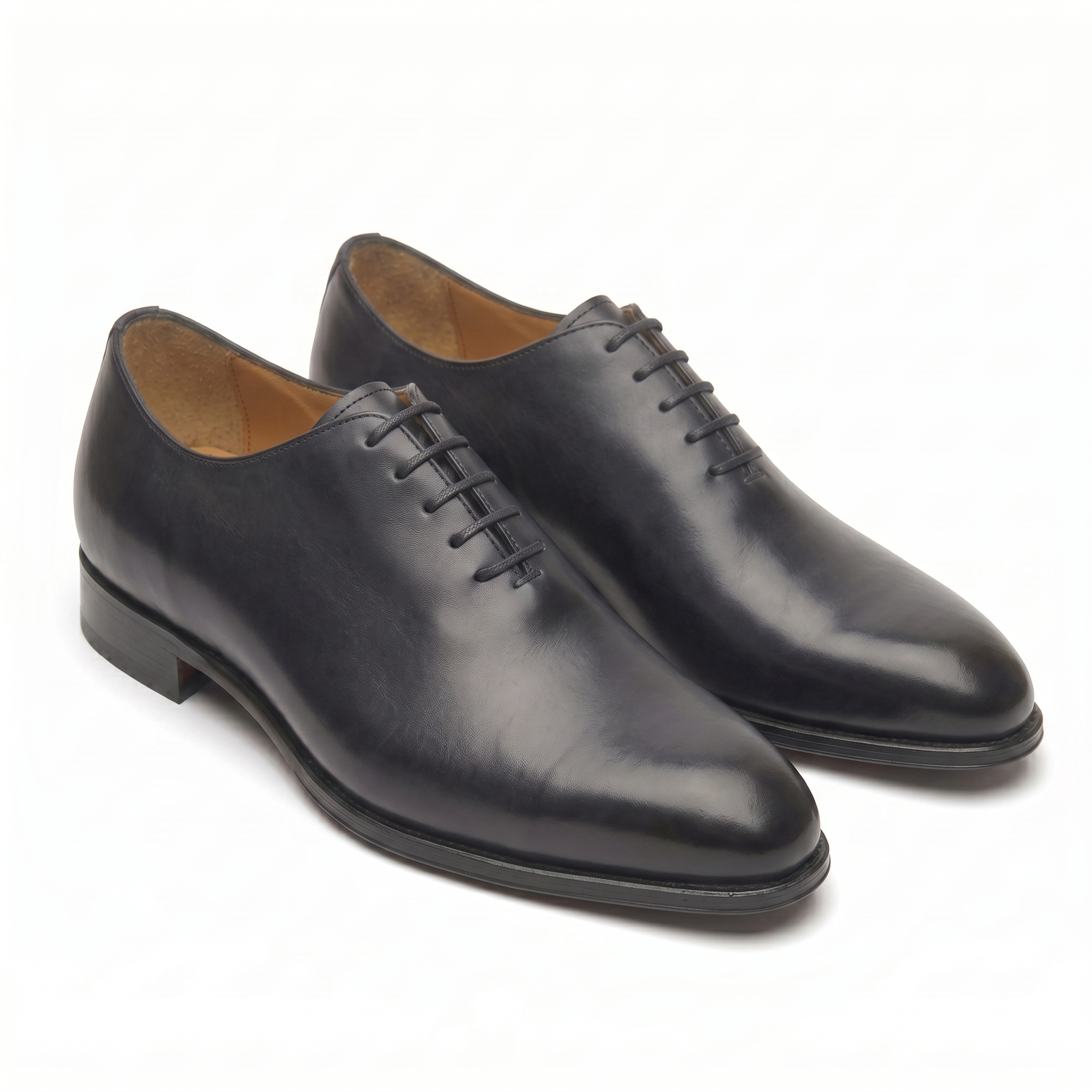 Black leather Oxford shoes for men, handcrafted formal dress shoes