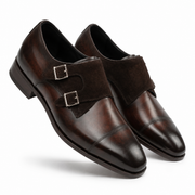 Dark Brown Double Monk Strap Leather Shoes