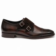 Dark Brown Double Monk Strap Leather Shoes