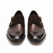 Dark Brown Double Monk Strap Leather Shoes