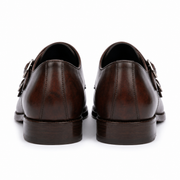 Dark Brown Double Monk Strap Leather Shoes