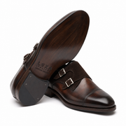 Dark Brown Double Monk Strap Leather Shoes