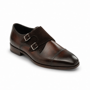 Dark Brown Double Monk Strap Leather Shoes