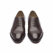 Front view of brown leather Oxford shoes