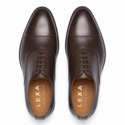Top view of brown leather Oxford shoes for men