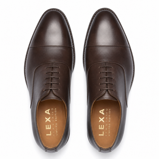 Dark Brown Leather Cap Toe Oxford for Men