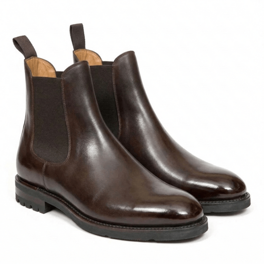 Dark Brown Leather Chelsea Boots for Men