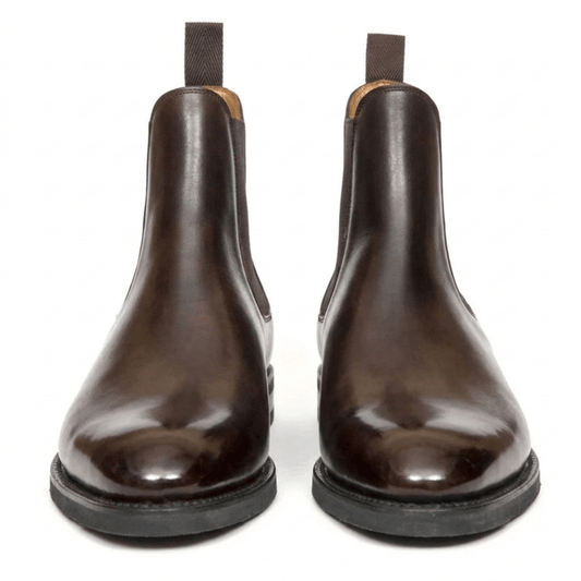 Dark Brown Leather Chelsea Boots for Men