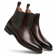 Dark Brown Leather Fenland Slip-On Chelsea Boots