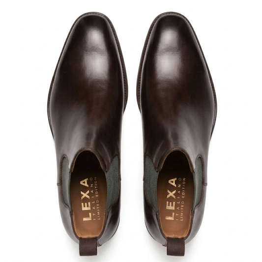 Dark Brown Leather Fenland Slip-On Chelsea Boots