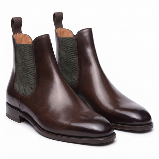 Dark Brown Leather Fenland Slip-On Chelsea Boots
