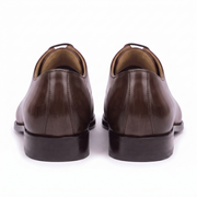 Back view of dark brown leather Derby shoes for men