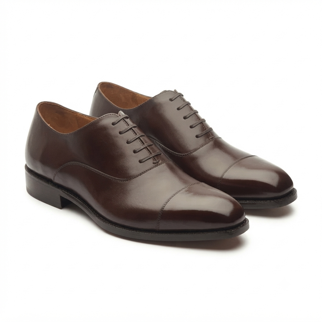 Premium dark brown leather Derby shoes for men