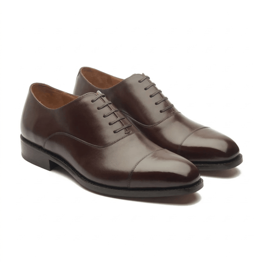Dark Brown Leather Oxford Shoes for Men