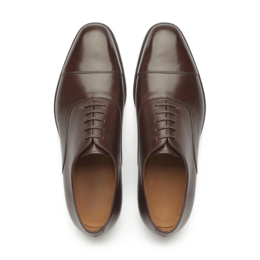 Dark Brown Leather Oxford Shoes for Men