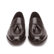 Dark Brown Leather Tassel Loafers for Men