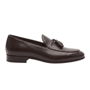 Dark Brown Leather Tassel Loafers for Men