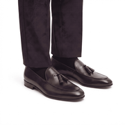 Dark Brown Leather Tassel Loafers for Men