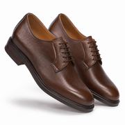 Dark Brown Pebble Leather Derby Shoes for Men