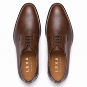 Dark Brown Pebble Leather Derby Shoes for Men