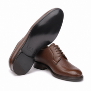 Dark Brown Pebble Leather Derby Shoes for Men
