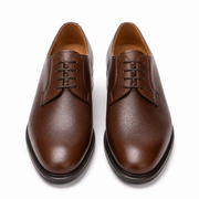 Dark Brown Pebble Leather Derby Shoes for Men