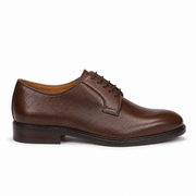 Dark Brown Pebble Leather Derby Shoes for Men