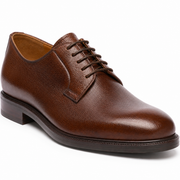 Dark Brown Pebble Leather Derby Shoes for Men