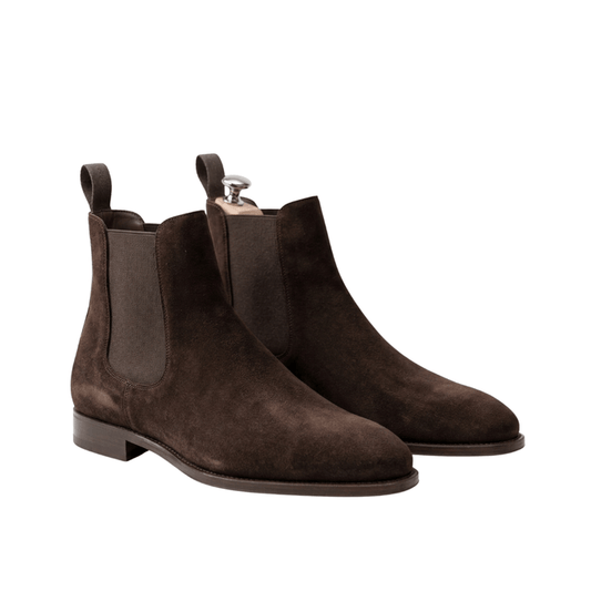 Dark Brown Suede Chelsea Boots for Men