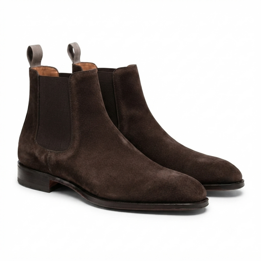 Dark Brown Suede Chelsea Boots for Men