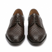 Dark Brown Woven Derby Shoes for Men