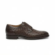 Dark Brown Woven Derby Shoes for Men