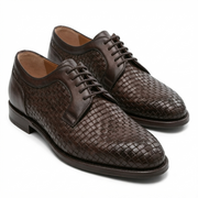 Dark Brown Woven Derby Shoes for Men