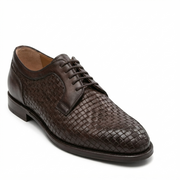 Dark Brown Woven Derby Shoes for Men