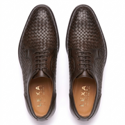Dark Brown Woven Derby Shoes for Men