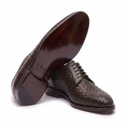 Dark Brown Woven Derby Shoes for Men