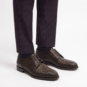 Dark Brown Woven Derby Shoes for Men