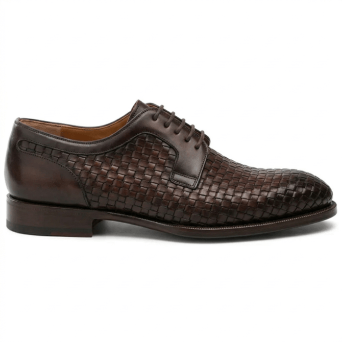 woven leather dress shoes men Dark Brown Woven Derby Shoes for Men – LexaItaliano