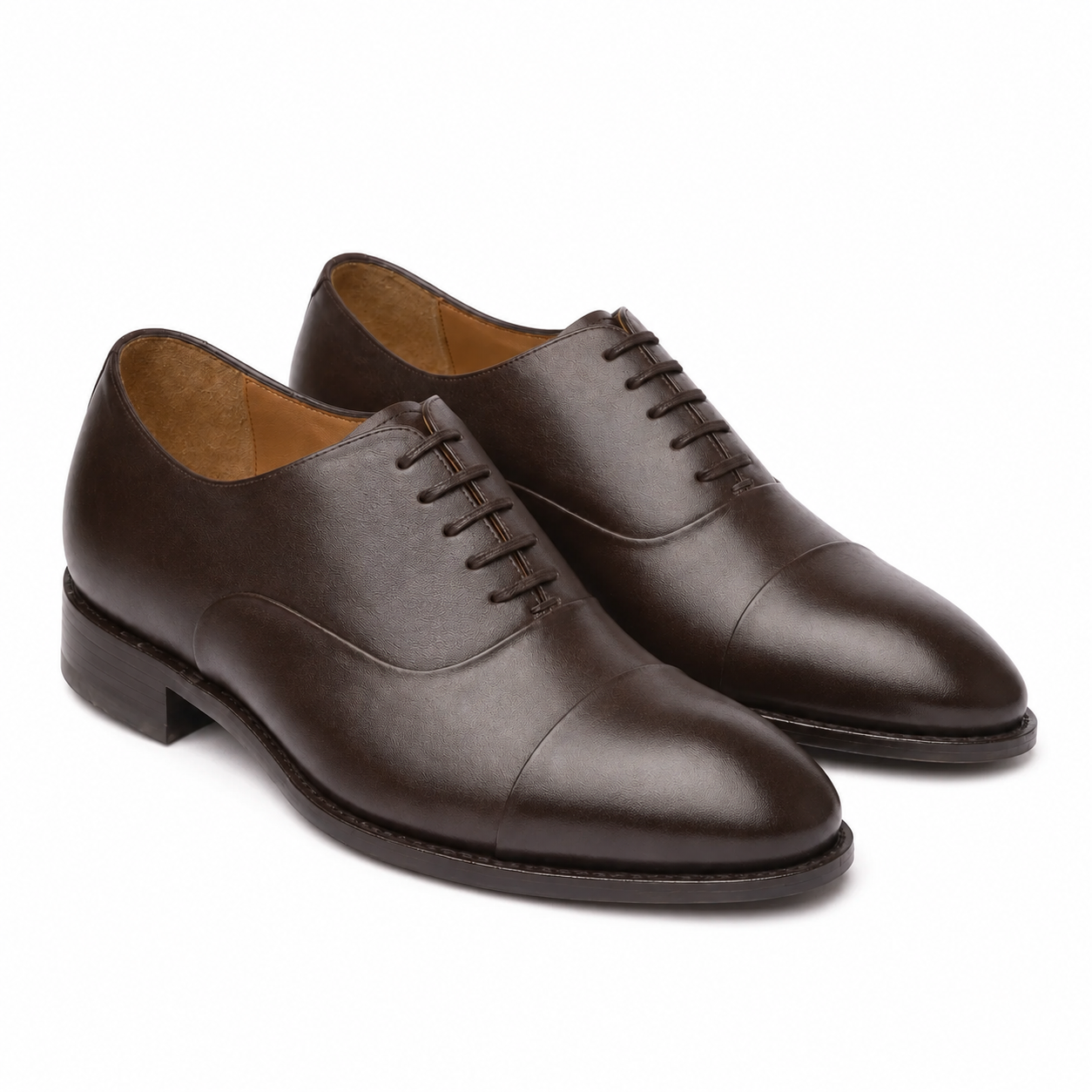 Brown leather Oxford dress shoes for men