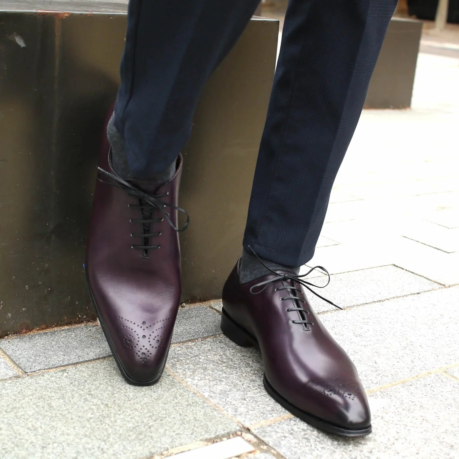 elegant men’s brogue shoes in eggplant