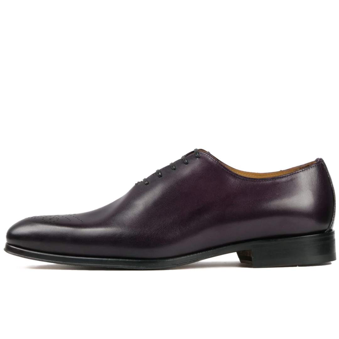 eggplant leather brogue dress shoes for men