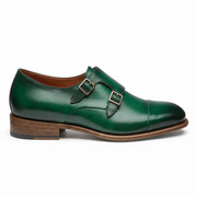 Emerald Green Double Monk Strap Leather Shoes