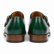 Emerald Green Double Monk Strap Leather Shoes
