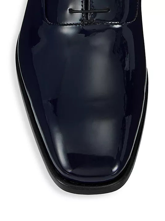 Formal Patent leather dress shoes are designed with a polished look