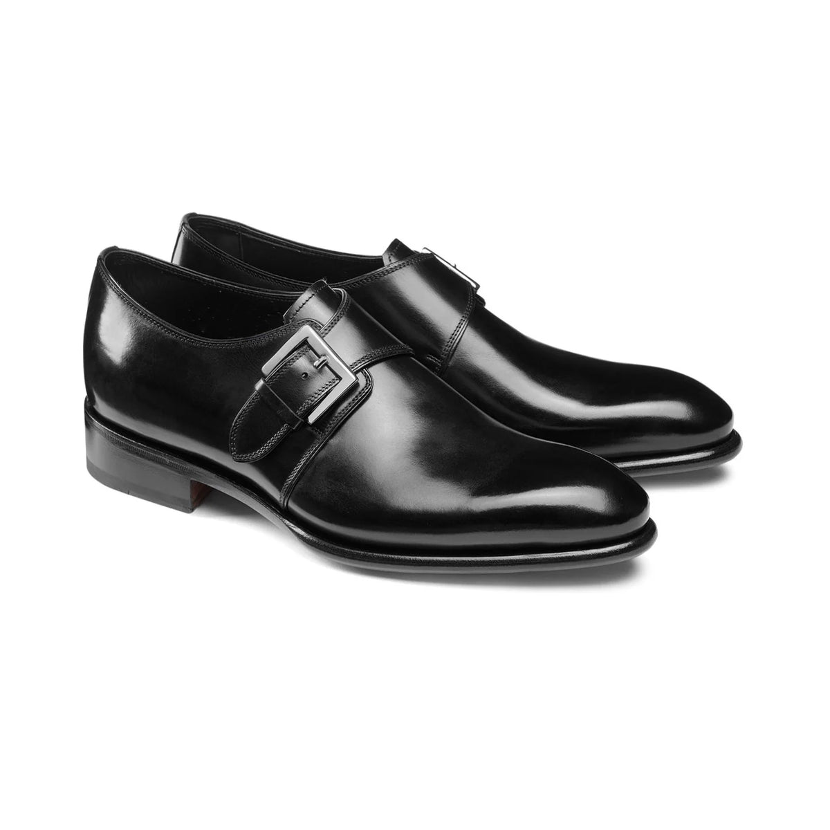 Height Increasing Black Leather Bromley Monk Straps