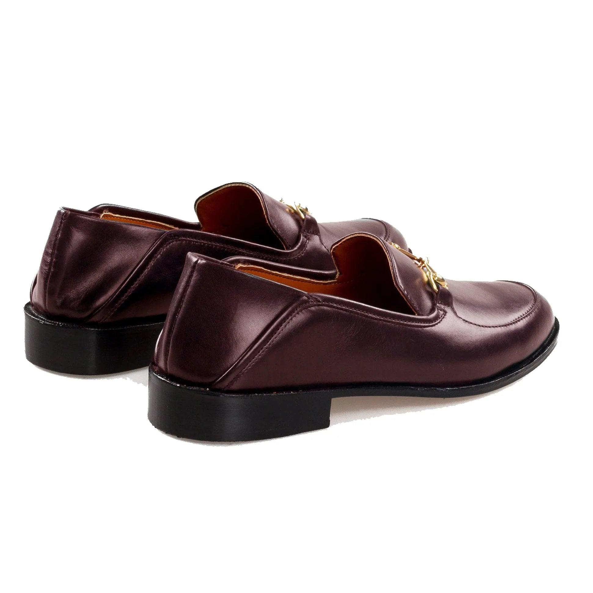 Height Increasing Brown Burgundy Leather Penela Horsebit Collapsible Loafer Slippers