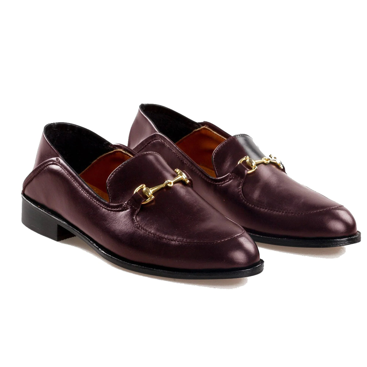 Height Increasing Brown Burgundy Leather Penela Horsebit Collapsible Loafer Slippers