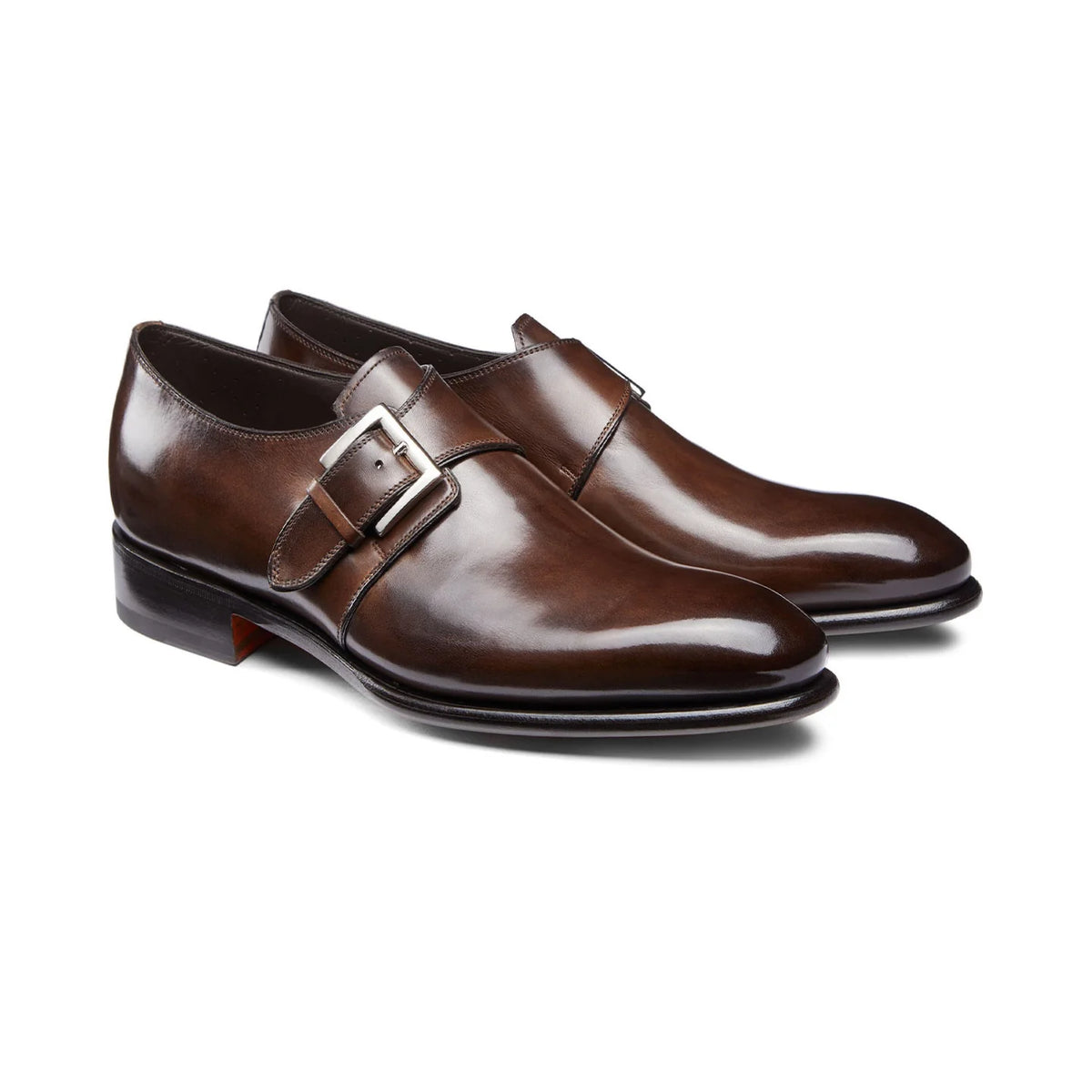 Height Increasing Brown Leather Bromley Monk Straps