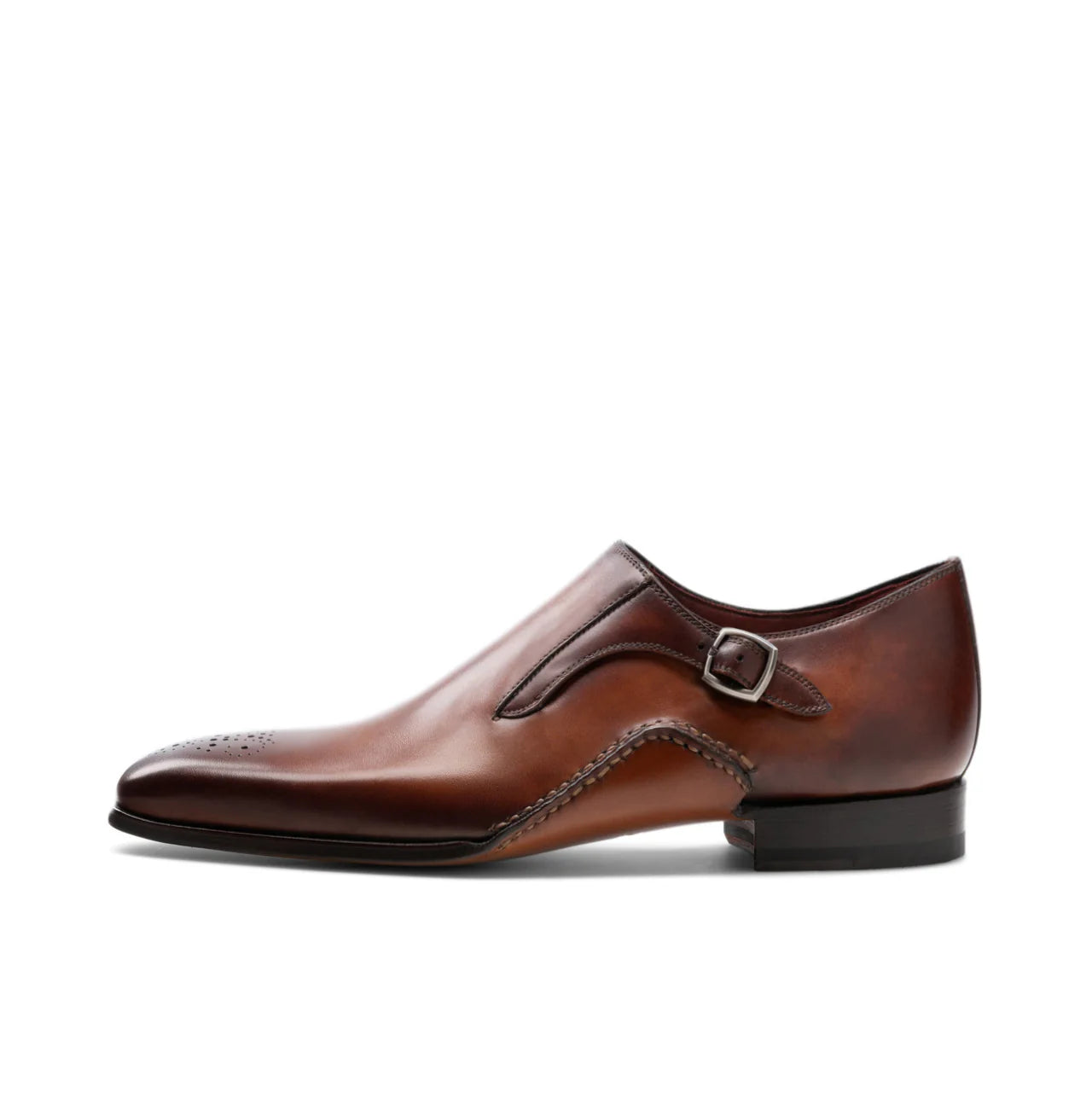 Height Increasing Brown Leather Victoria Monk Straps Shoes